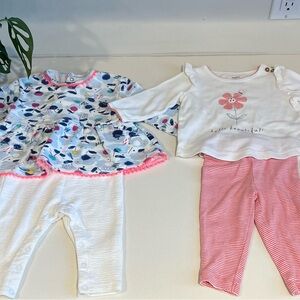 Spring Clothes Baby Girl Bundle | 2 Sets | Floral & Stripe | 9M